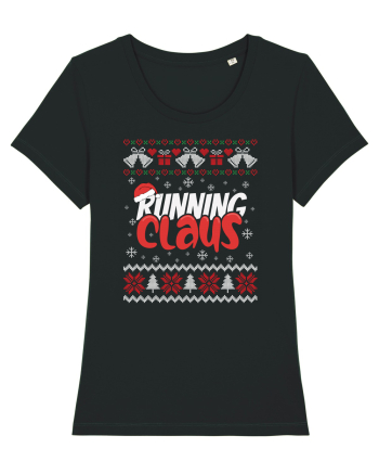 in stil ugly sweater - Running claus Black
