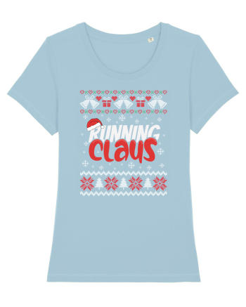 in stil ugly sweater - Running claus Sky Blue