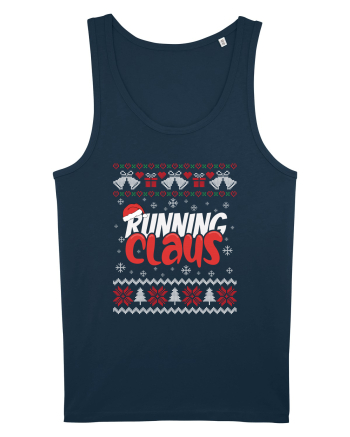 in stil ugly sweater - Running claus Navy
