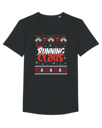 in stil ugly sweater - Running claus Black