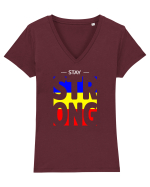 Stay strong romane Tricou mânecă scurtă guler V Damă Evoker