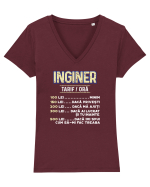 Inginer Tricou mânecă scurtă guler V Damă Evoker