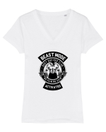 Beast Mode Activated Gym Black Tricou mânecă scurtă guler V Damă Evoker