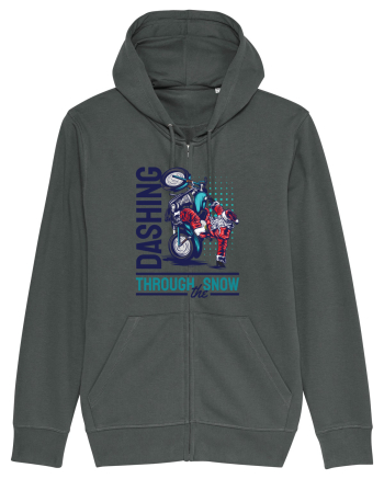 Dashing through the snow on motorcycle Anthracite