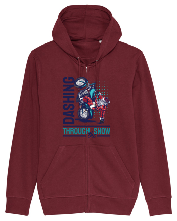 Dashing through the snow on motorcycle Burgundy