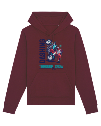 Dashing through the snow on motorcycle Burgundy