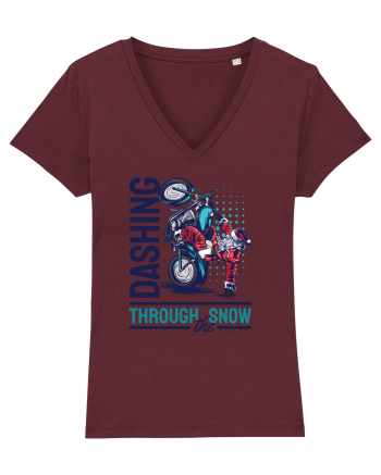 Dashing through the snow on motorcycle Burgundy
