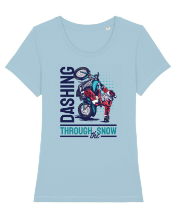 Dashing through the snow on motorcycle Sky Blue