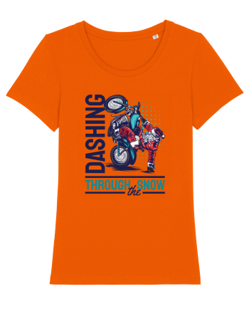 Dashing through the snow on motorcycle Bright Orange