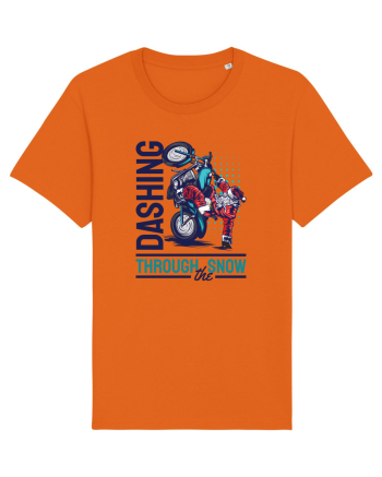 Dashing through the snow on motorcycle Bright Orange