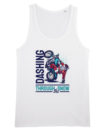 Dashing through the snow on motorcycle White