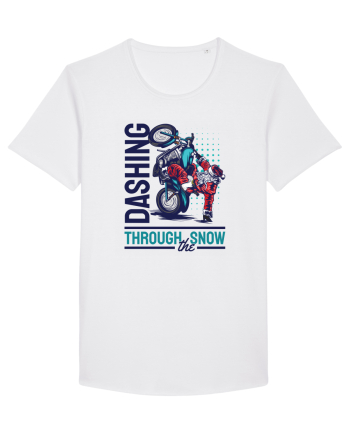 Dashing through the snow on motorcycle White