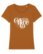 Sometimes nice Tricou mânecă scurtă guler larg fitted Damă Expresser