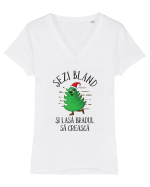 Sezi bland si lasa bradul sa creasca Tricou mânecă scurtă guler V Damă Evoker