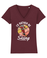 I'd rather be skiing Tricou mânecă scurtă guler V Damă Evoker