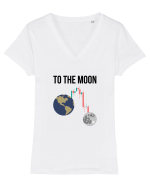 To The Moon (negru) Tricou mânecă scurtă guler V Damă Evoker