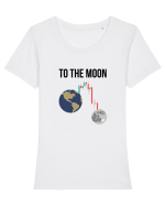 To The Moon (negru) Tricou mânecă scurtă guler larg fitted Damă Expresser