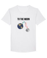 To The Moon (negru) Tricou mânecă scurtă guler larg Bărbat Skater