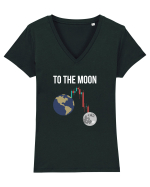 To The Moon (alb) Tricou mânecă scurtă guler V Damă Evoker