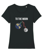 To The Moon (alb) Tricou mânecă scurtă guler larg fitted Damă Expresser