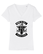 Born to Golf Forced to Work Black Tricou mânecă scurtă guler V Damă Evoker