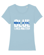 BLUE Tricou mânecă scurtă guler larg fitted Damă Expresser