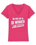 Nu poti sa ai si nevasta si dreptate. Tricou mânecă scurtă guler V Damă Evoker