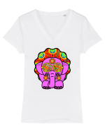 Trippy Pink Elephant  Tricou mânecă scurtă guler V Damă Evoker