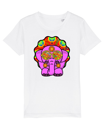 Trippy Pink Elephant  White