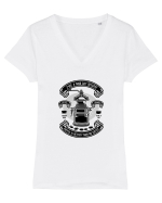 Coffee Grinder Black Tricou mânecă scurtă guler V Damă Evoker
