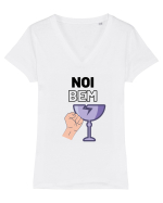 Noi bem, spargem pahare Tricou mânecă scurtă guler V Damă Evoker
