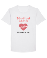Sănătoși să fim. Banii se fac ei ... Tricou mânecă scurtă guler larg Bărbat Skater