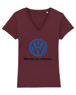 VW. Mândru că-s Român Tricou mânecă scurtă guler V Damă Evoker