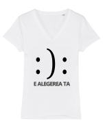 Fericit sau Trist Tricou mânecă scurtă guler V Damă Evoker