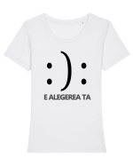 Fericit sau Trist Tricou mânecă scurtă guler larg fitted Damă Expresser