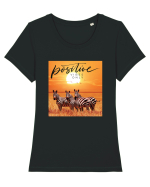 Positive vibes Tricou mânecă scurtă guler larg fitted Damă Expresser