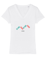 UP AND DOWN (Crypto Quote) negru Tricou mânecă scurtă guler V Damă Evoker