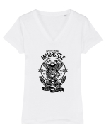 Moto Engine Black Tricou mânecă scurtă guler V Damă Evoker