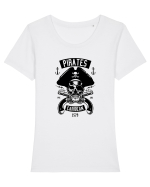 Pirates Black Skull Tricou mânecă scurtă guler larg fitted Damă Expresser