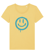 Smiley Face Tricou mânecă scurtă guler larg fitted Damă Expresser