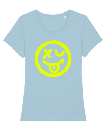 Smiling sick face Sky Blue