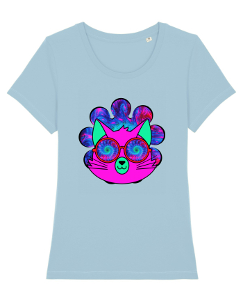 Psychedelic Cat Sky Blue