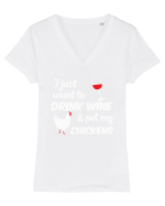 PET CHICKENS Tricou mânecă scurtă guler V Damă Evoker