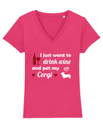 PET CORGI Tricou mânecă scurtă guler V Damă Evoker