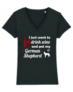 pet german shepherd Tricou mânecă scurtă guler V Damă Evoker