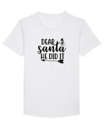 Dear Santa He Did It Tricou mânecă scurtă guler larg Bărbat Skater
