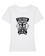 Freedom or Die Black Tricou mânecă scurtă guler larg fitted Damă Expresser
