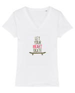 Let Your Heart Skate Tricou mânecă scurtă guler V Damă Evoker