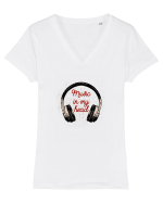 Music In My Head Tricou mânecă scurtă guler V Damă Evoker