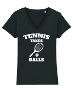 TENNIS Tricou mânecă scurtă guler V Damă Evoker